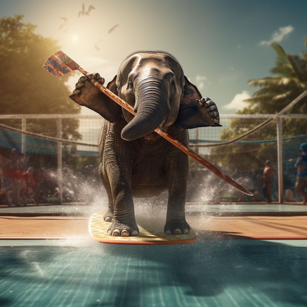 Elephant on Paddle Board Cinematic