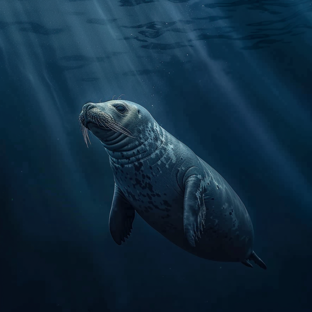 elephant seal swimming blue ocean