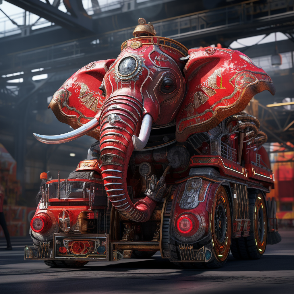 Elephant transformer as a fire truck