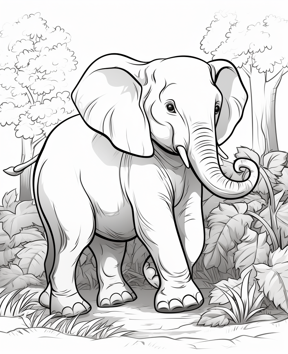 Coloring page of a cute Elephant
