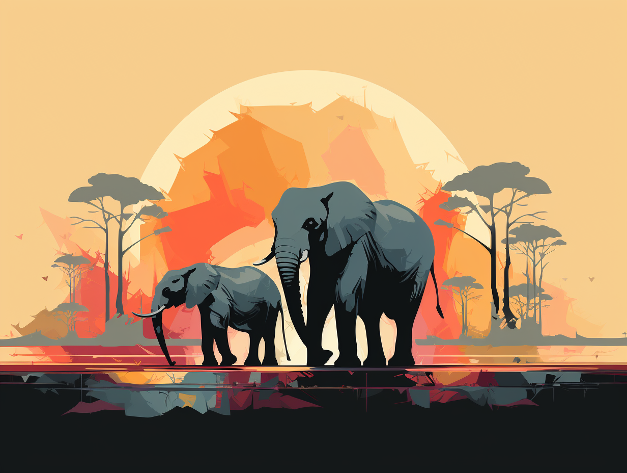 Simplistic Elephant Silhouettes in Pastel Shades