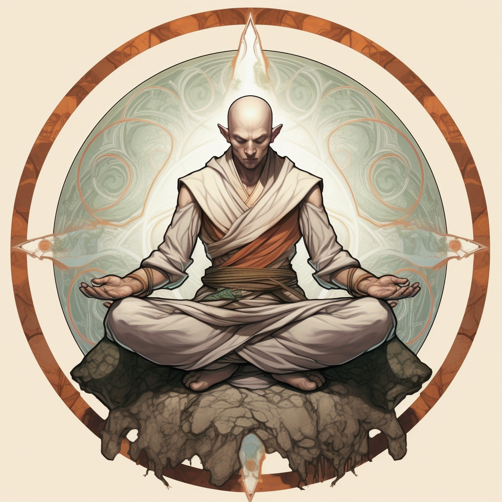 Elf Monk Meditating in Serene Balance