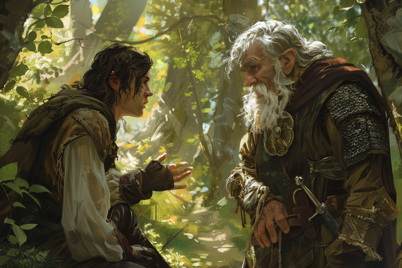 Half Elf Paladin Arguing Homeless Man