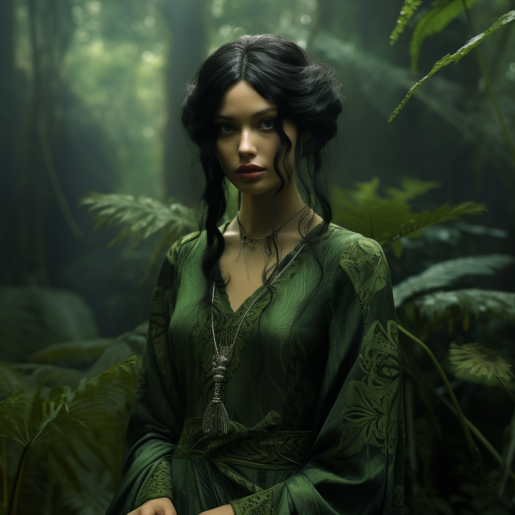 Elf woman in green dress