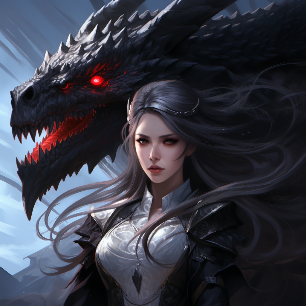 Beautiful Elf Woman with Dragon Illustration