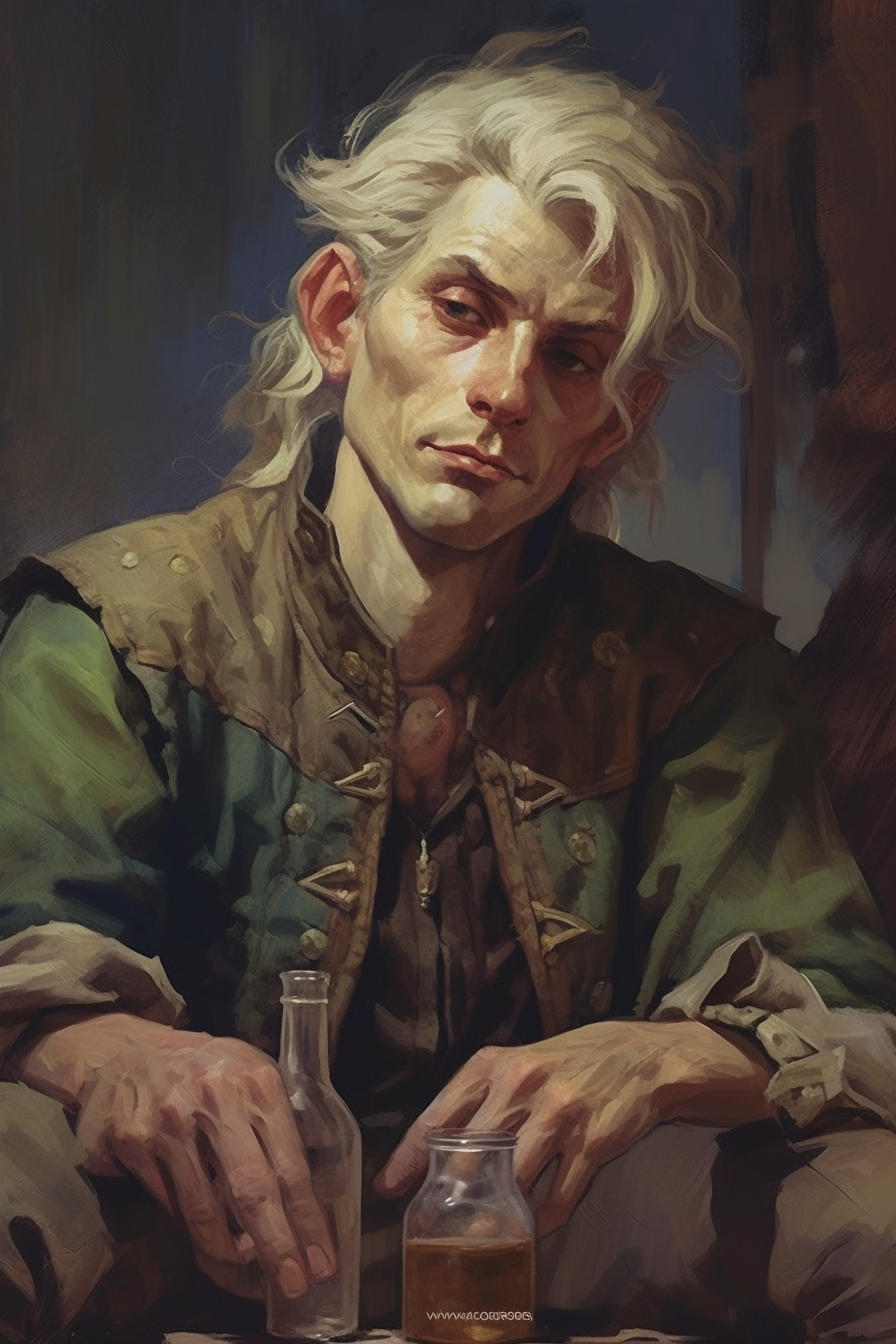 Close-up of elf smuggler with a paranoid look