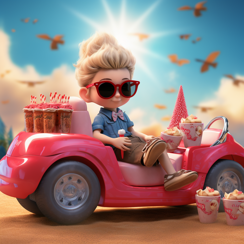 Elf on the Shelf with Sunglasses and Stanley Tumbler in Barbie Car