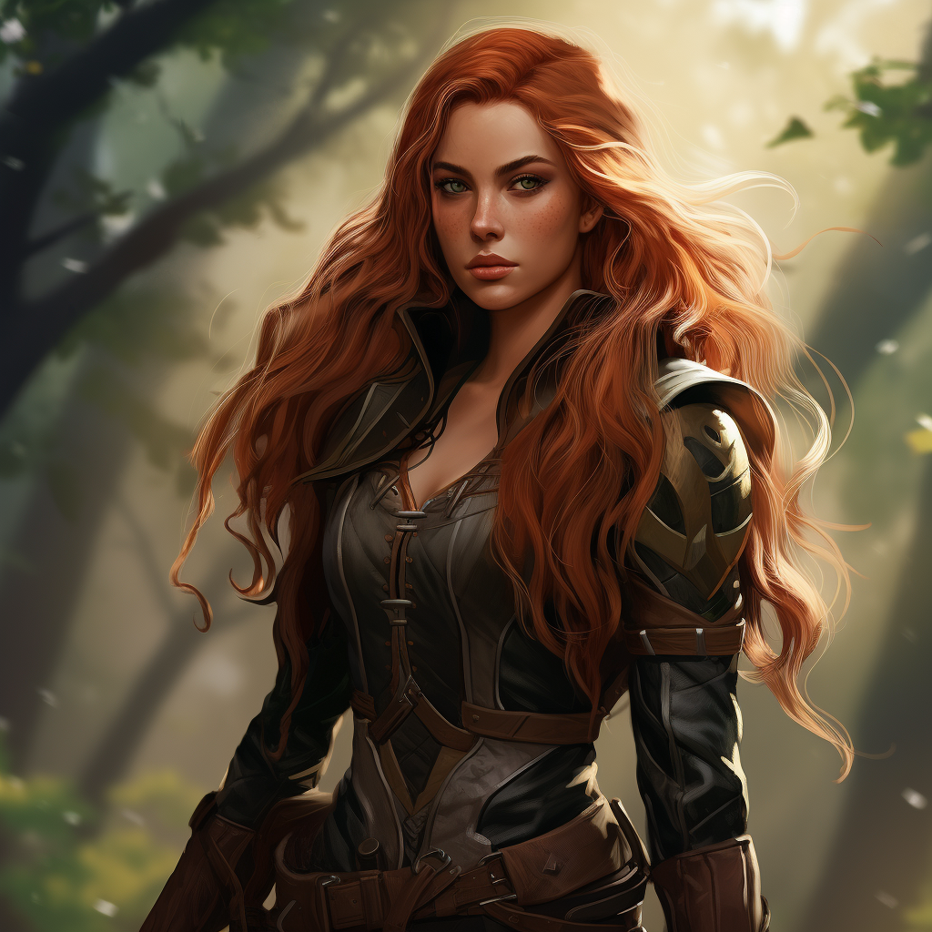 Elf Teen Girl Rogue with Leather Armor