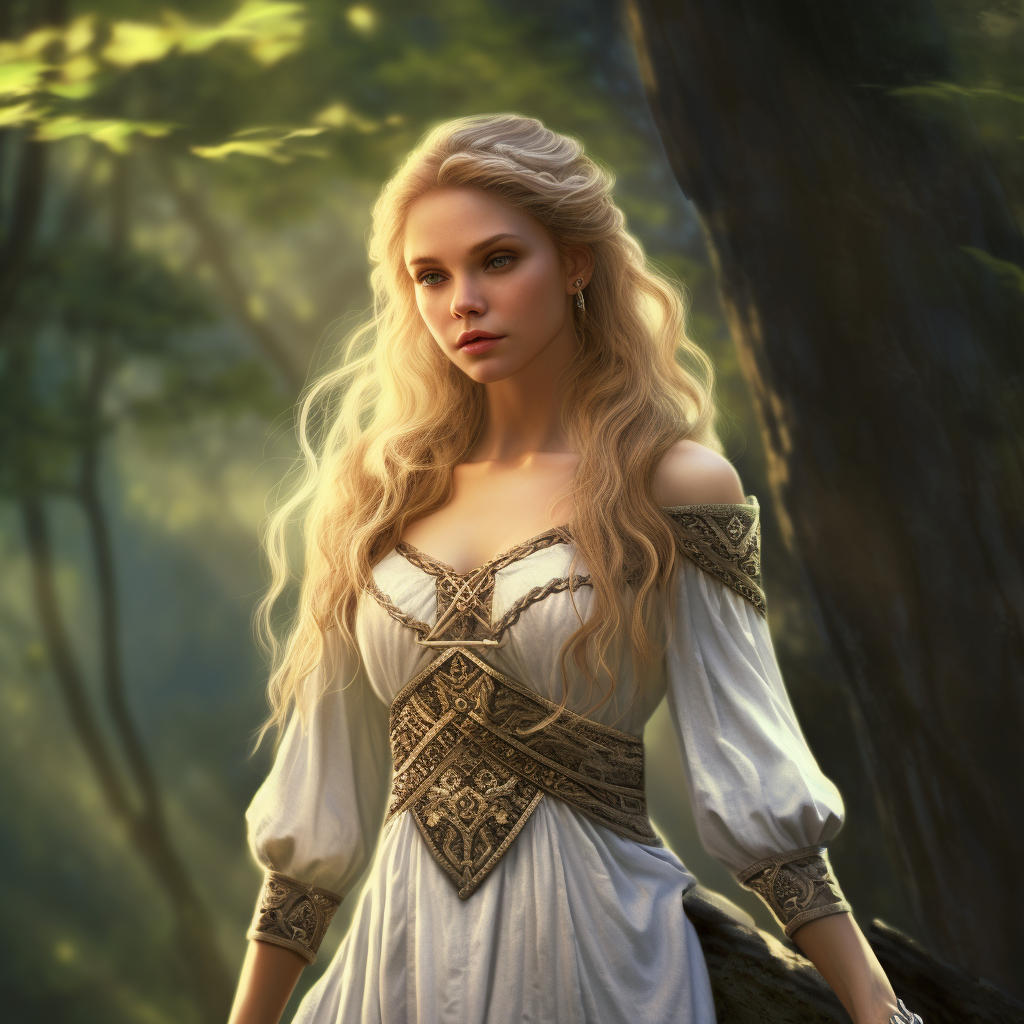 Detailed white elf with golden point accessories