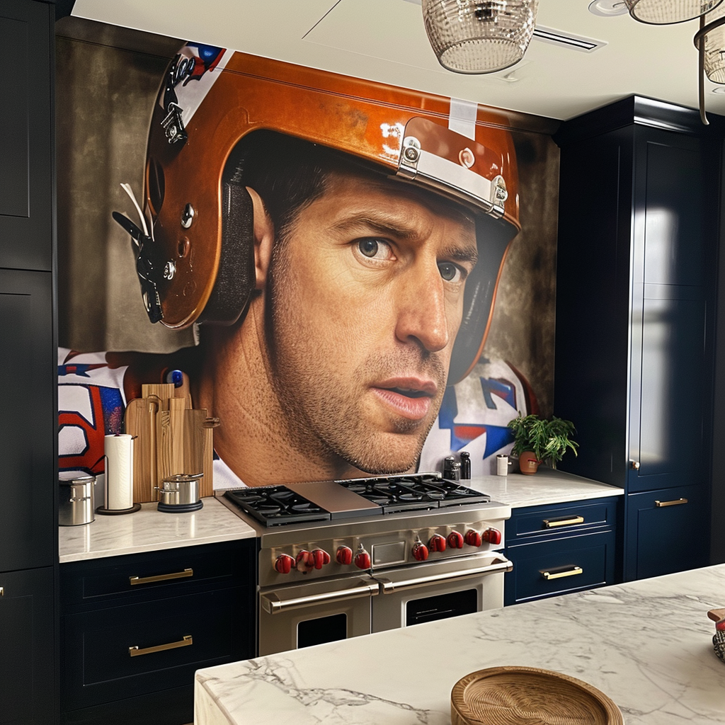 Eli Manning in kitchen