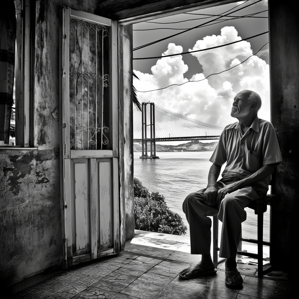 Elderly man sitting on swing chair