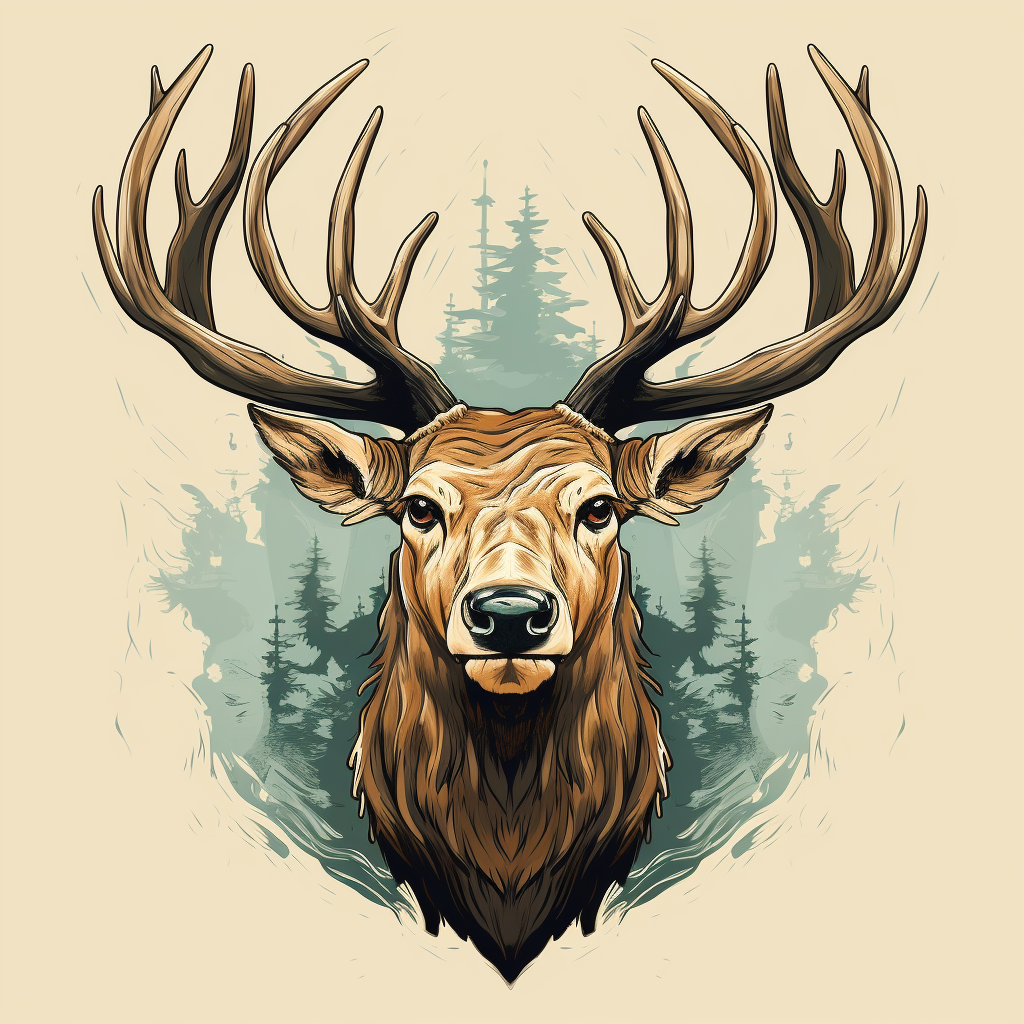 Elk Head Bugling with Large Antlers