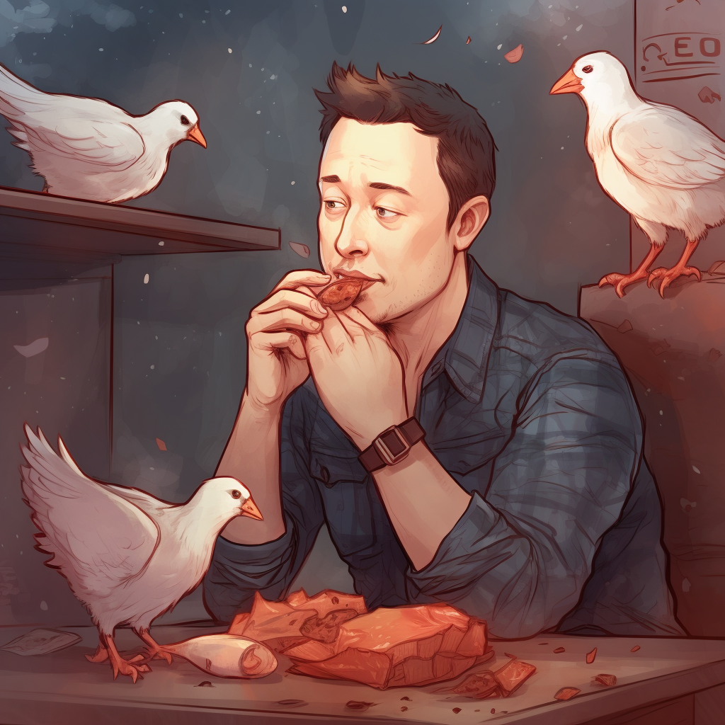 Elon eating chicken nuggets in Pixar style