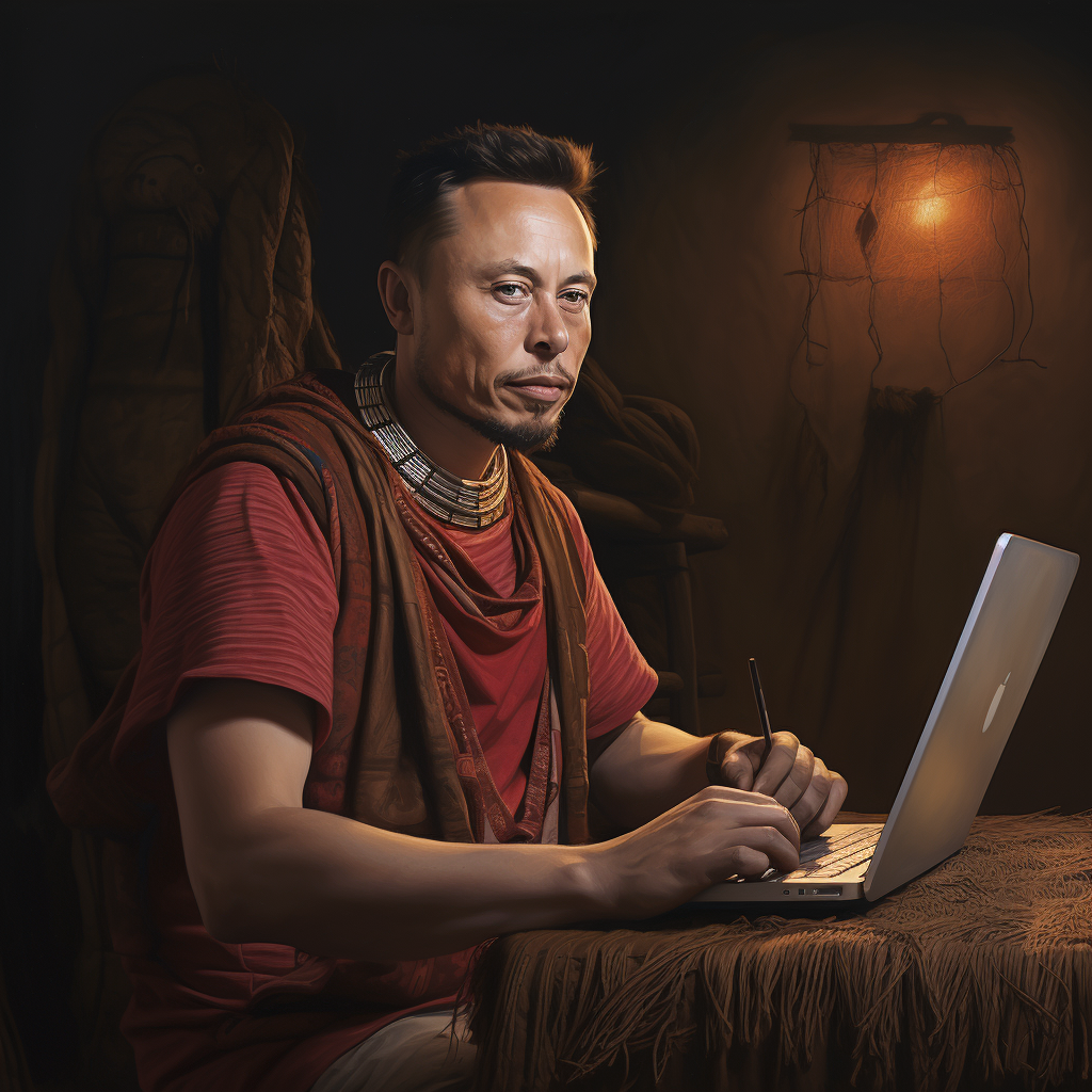 Elon Musk African Man Typing Computer