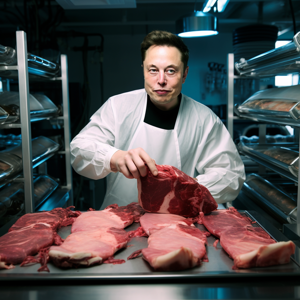 Yellow and Blue Meat Cuts by Elon Musk