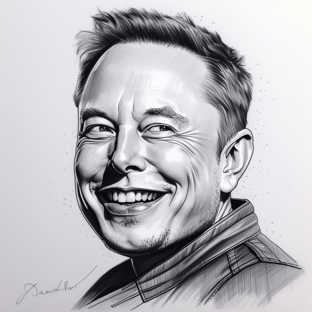 Minimalist Elon Musk smiling