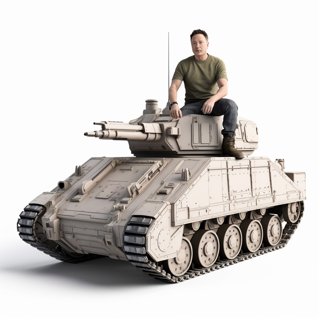 3D rendering of Elon Musk in tank