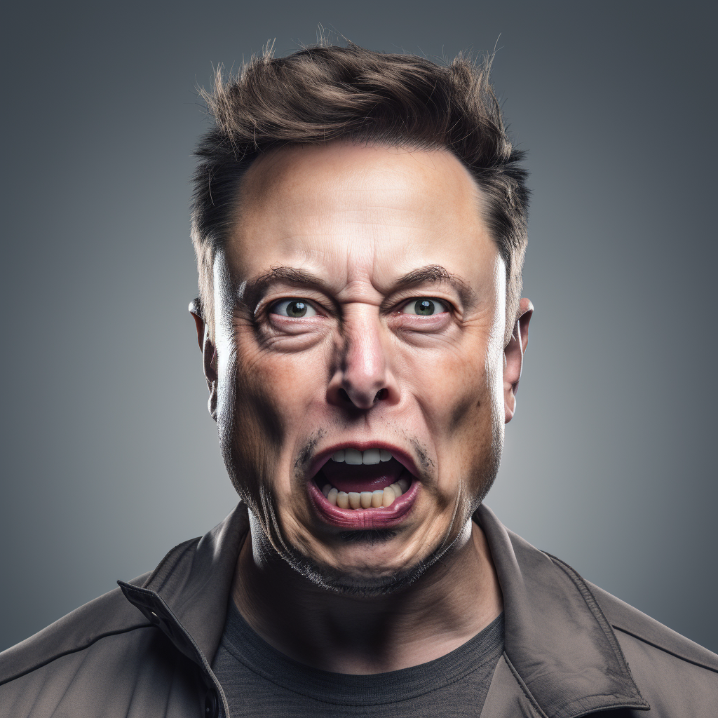 Elon Musk expressing intense anger and frustration