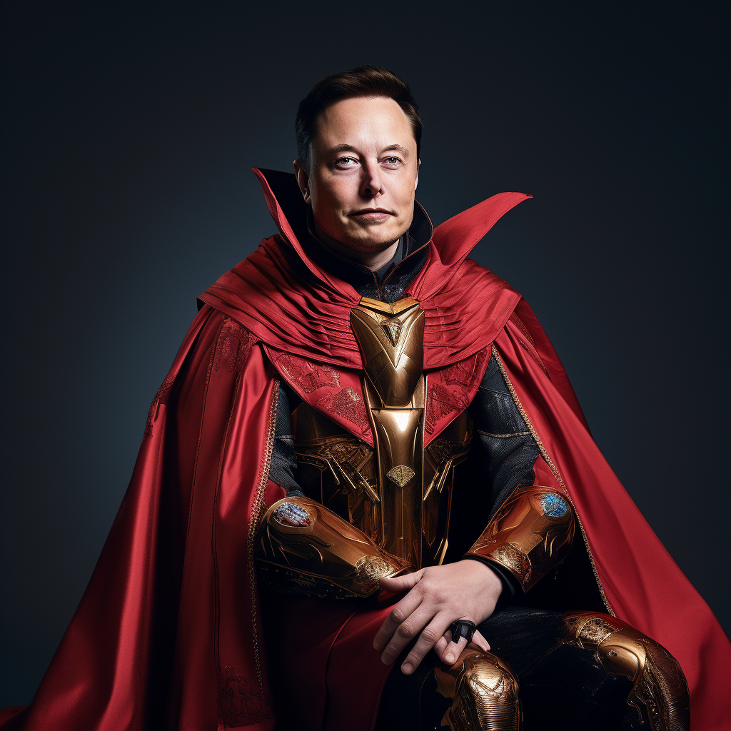 Elon Musk in Wizard Power Ranger Attire