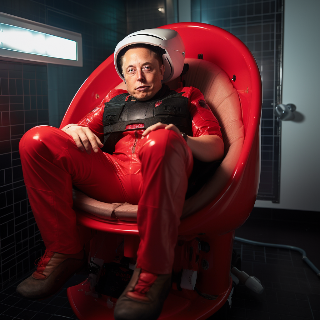 Elon Musk being wheeled out in toilet