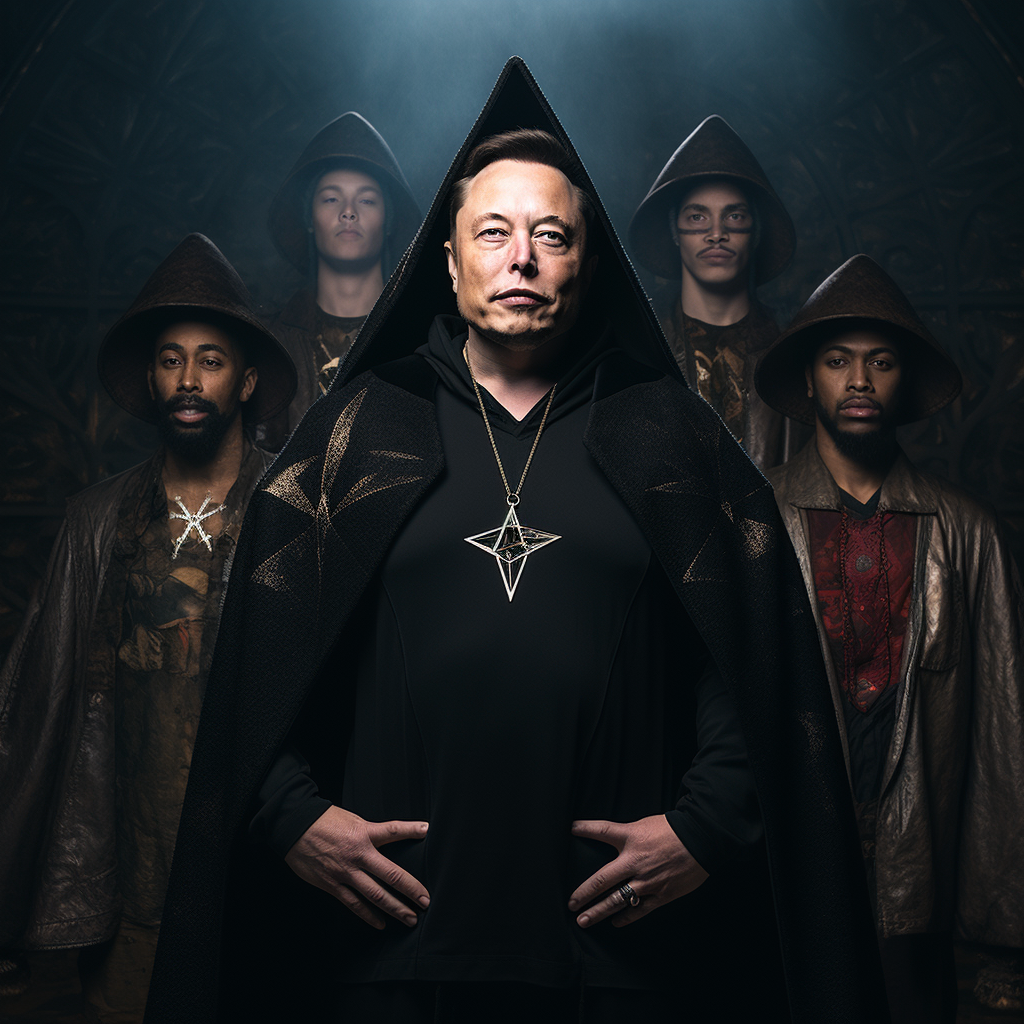 Elon Musk in Wizard-Style Garments with Star