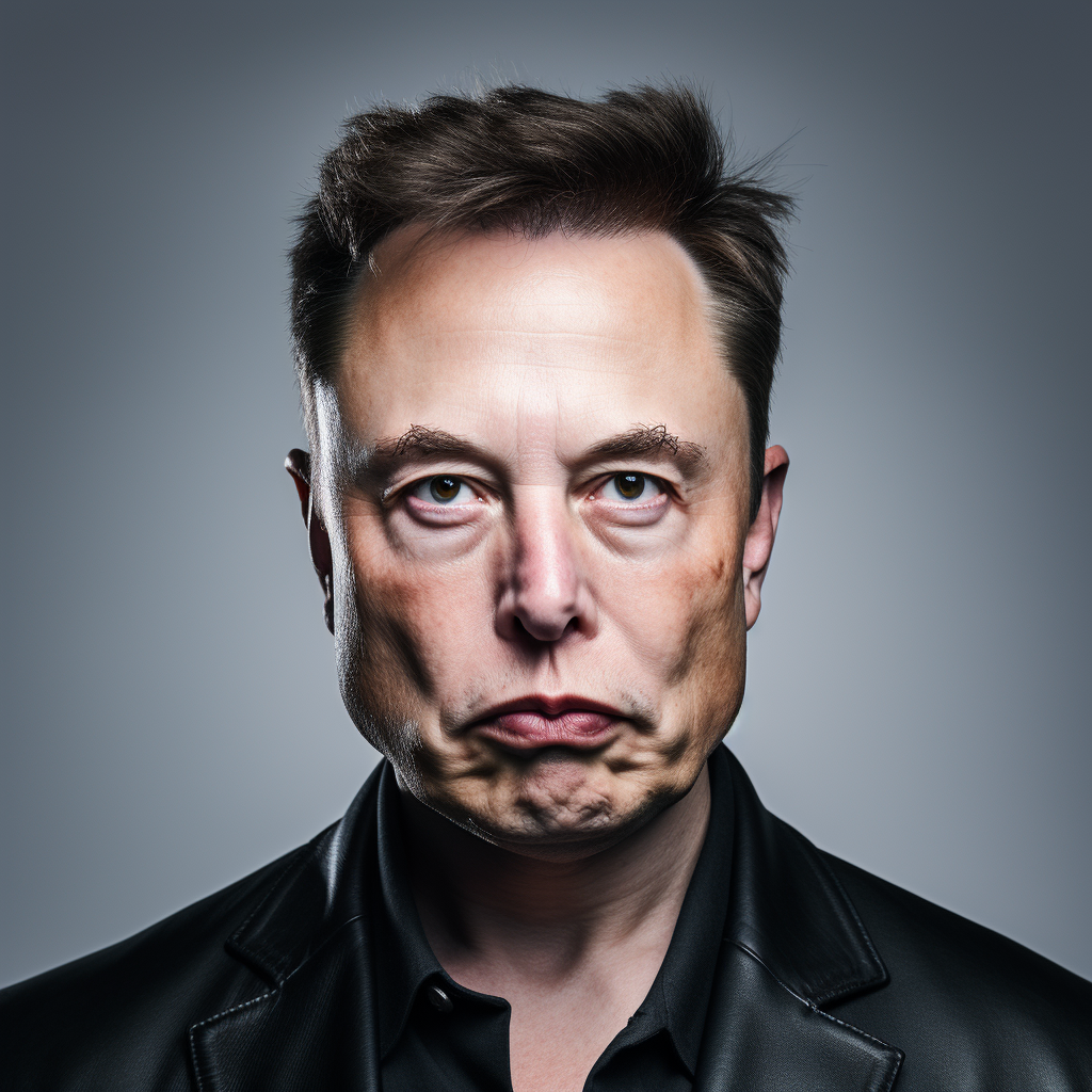 Angry Elon Musk on Grey Background