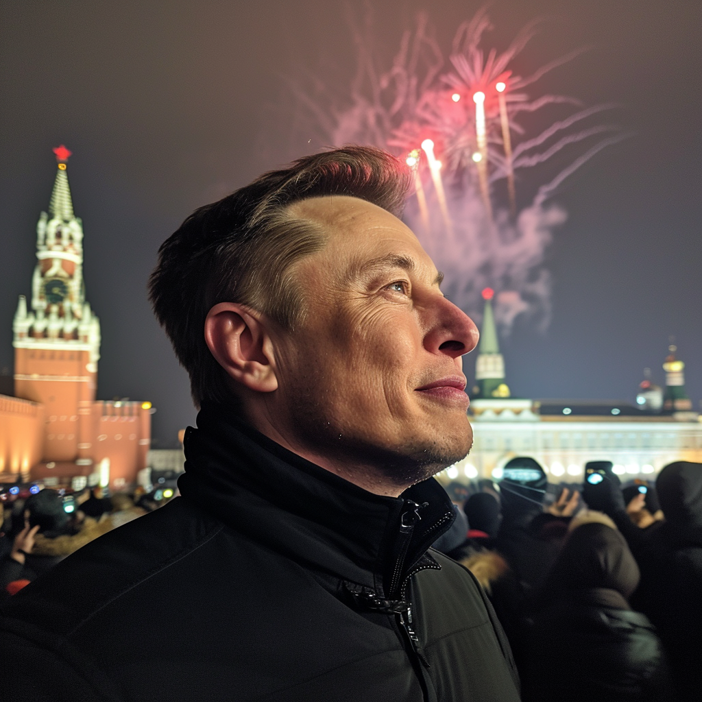 Elon Musk celebrating New Year in Russia