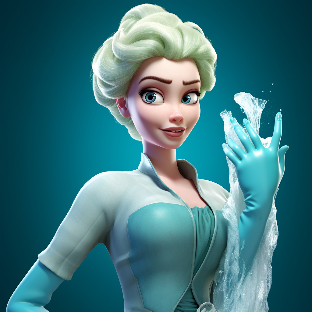 Elsa with hand up and glove