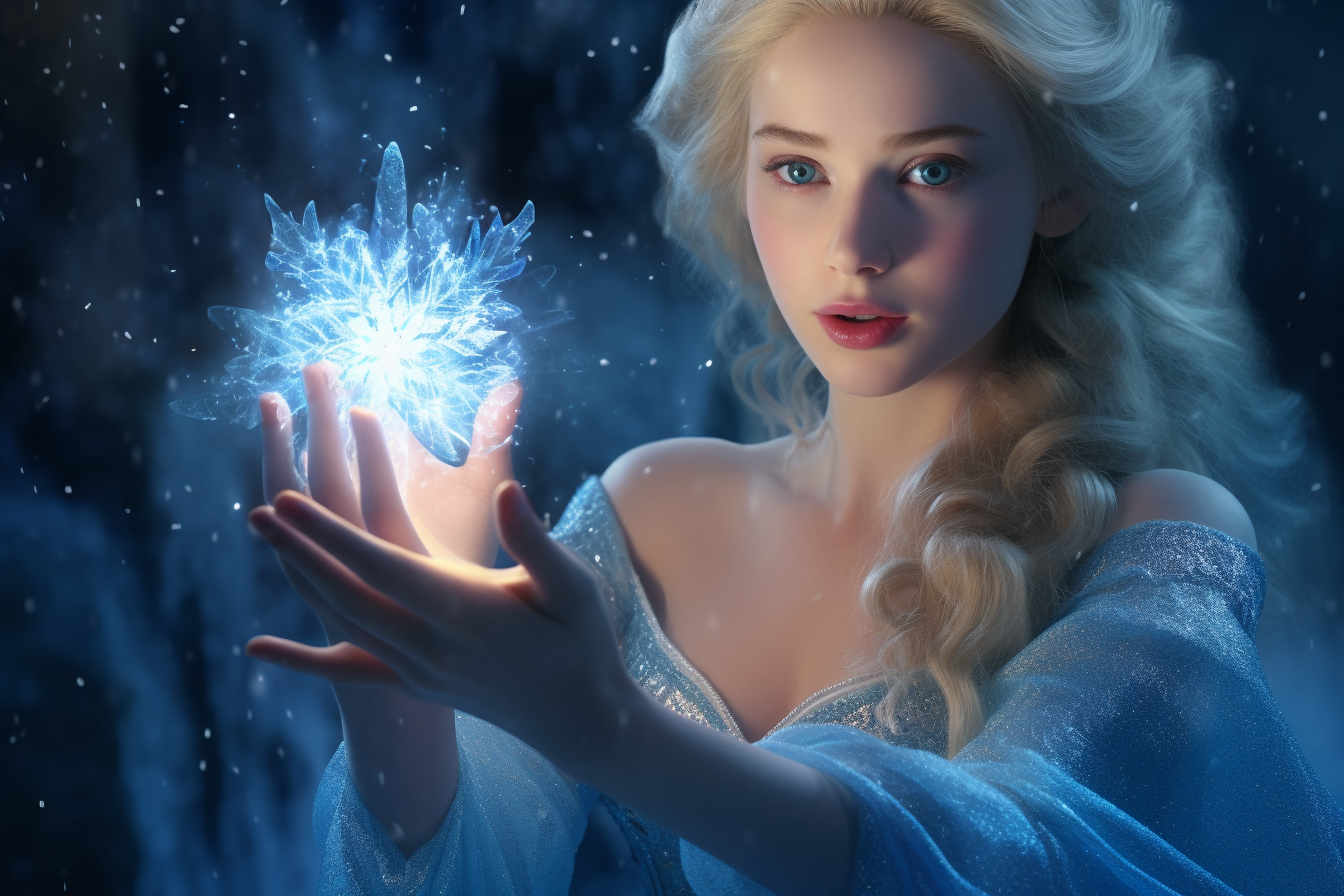 Elsa casting powerful ice spell