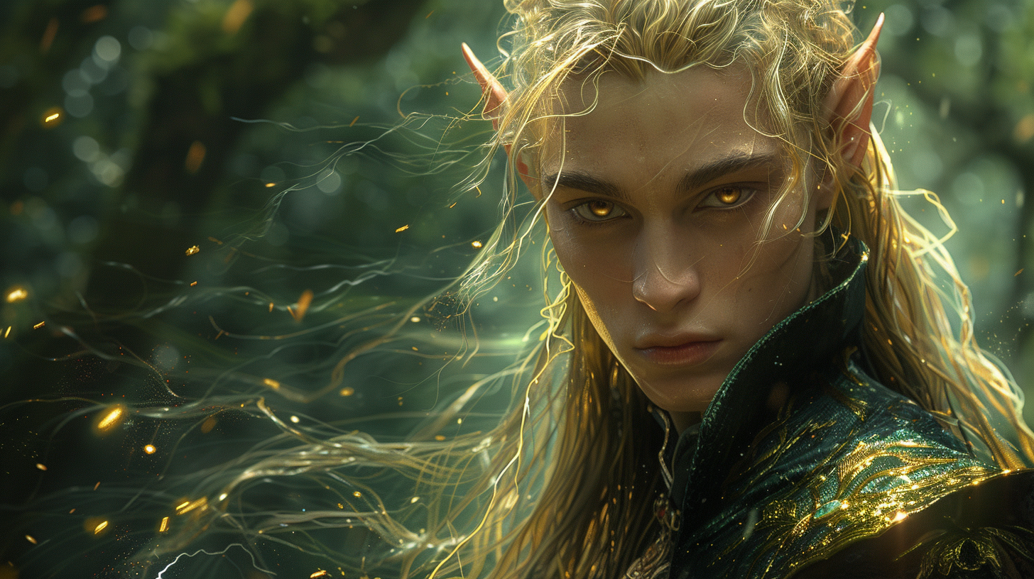 Elven mage with golden eyes