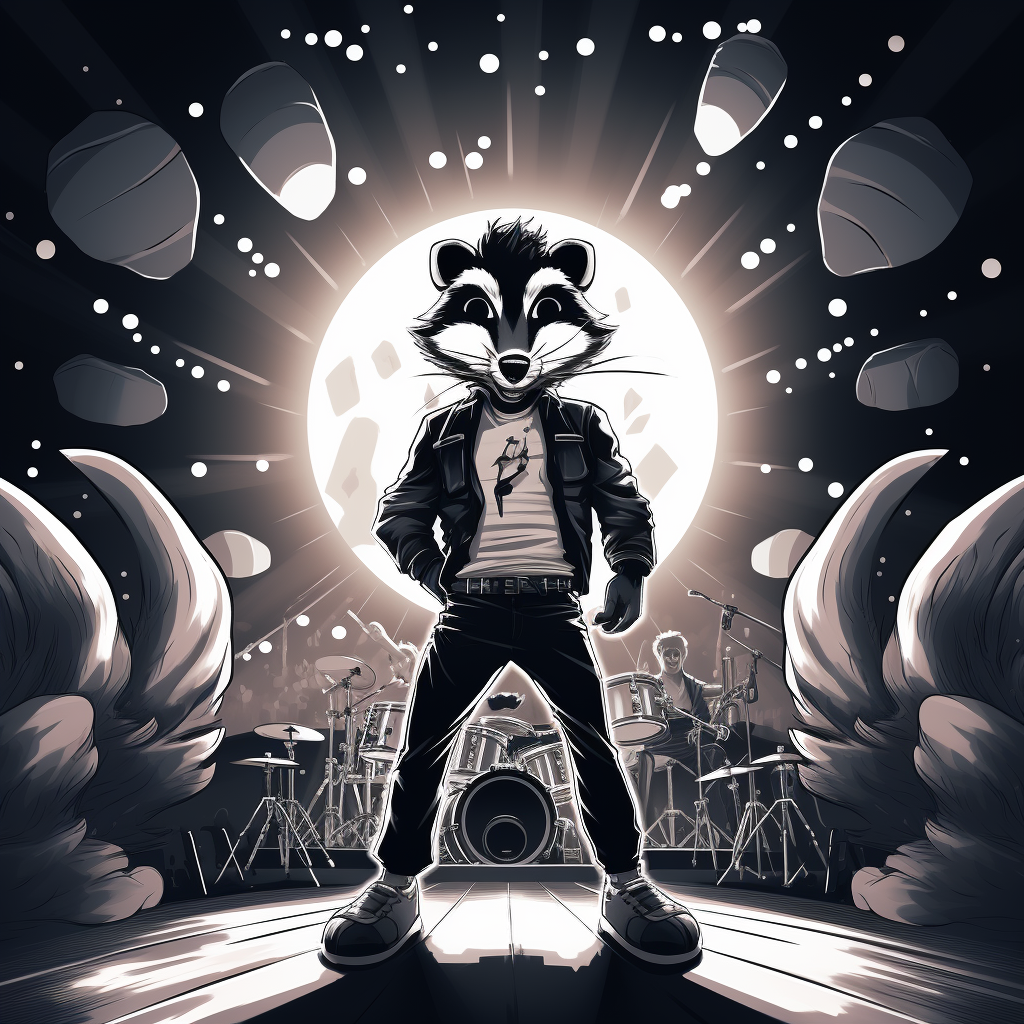 Cartoon-style Elvis Presley Badger Performing