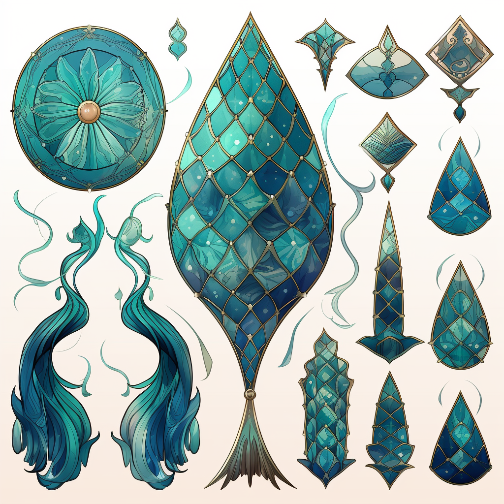 Stunning elvish mermaid themed web icons