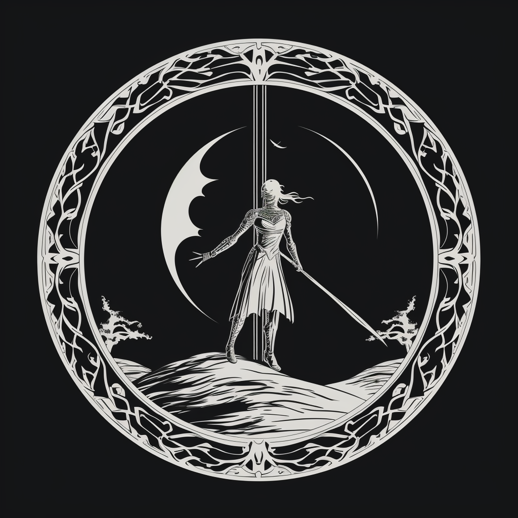 Elvish warrior charging iron gates logo