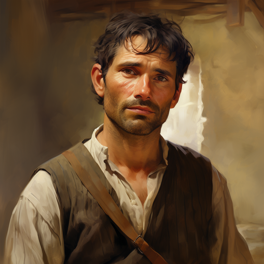 Character portrait of Elvish Villager in medieval style