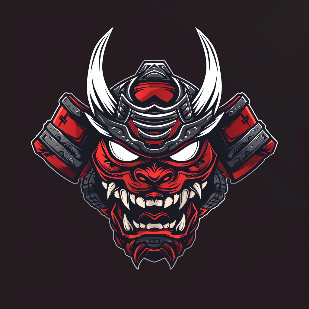 Emblem logo with Japanese demon mask