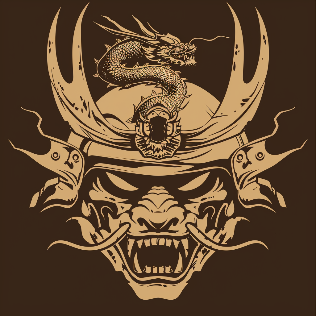 Aggressive Japanese Dragon Mask Logo