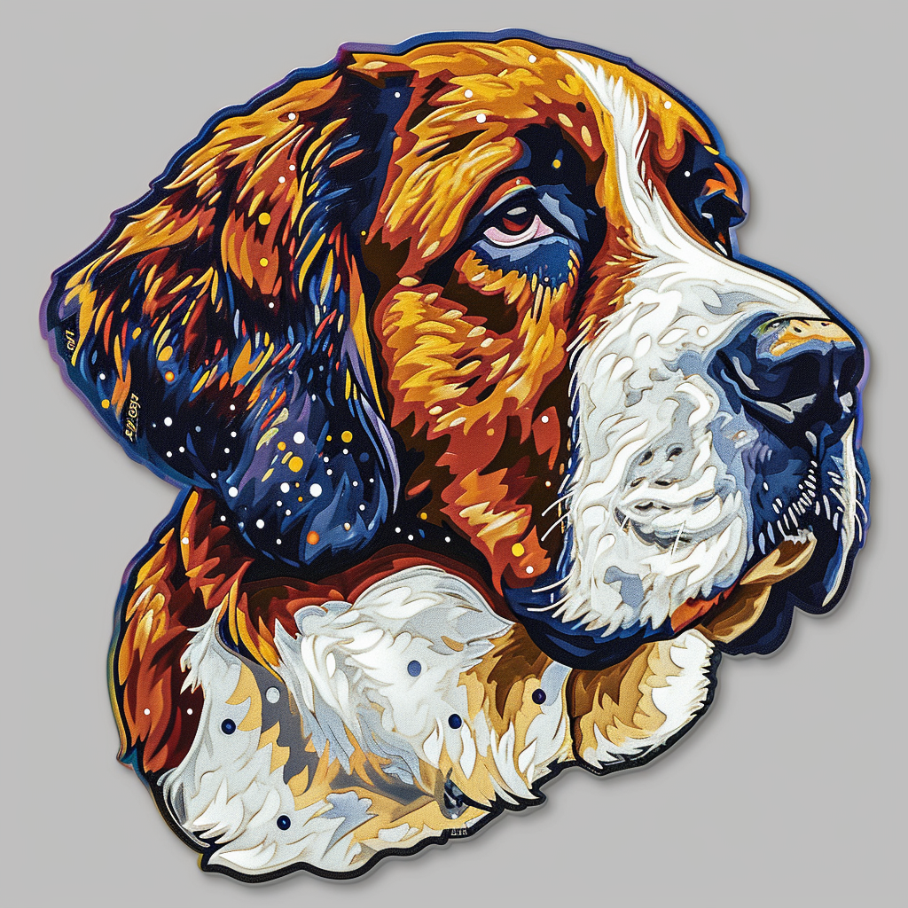 Emblem Saint Bernard with Starry Night Background