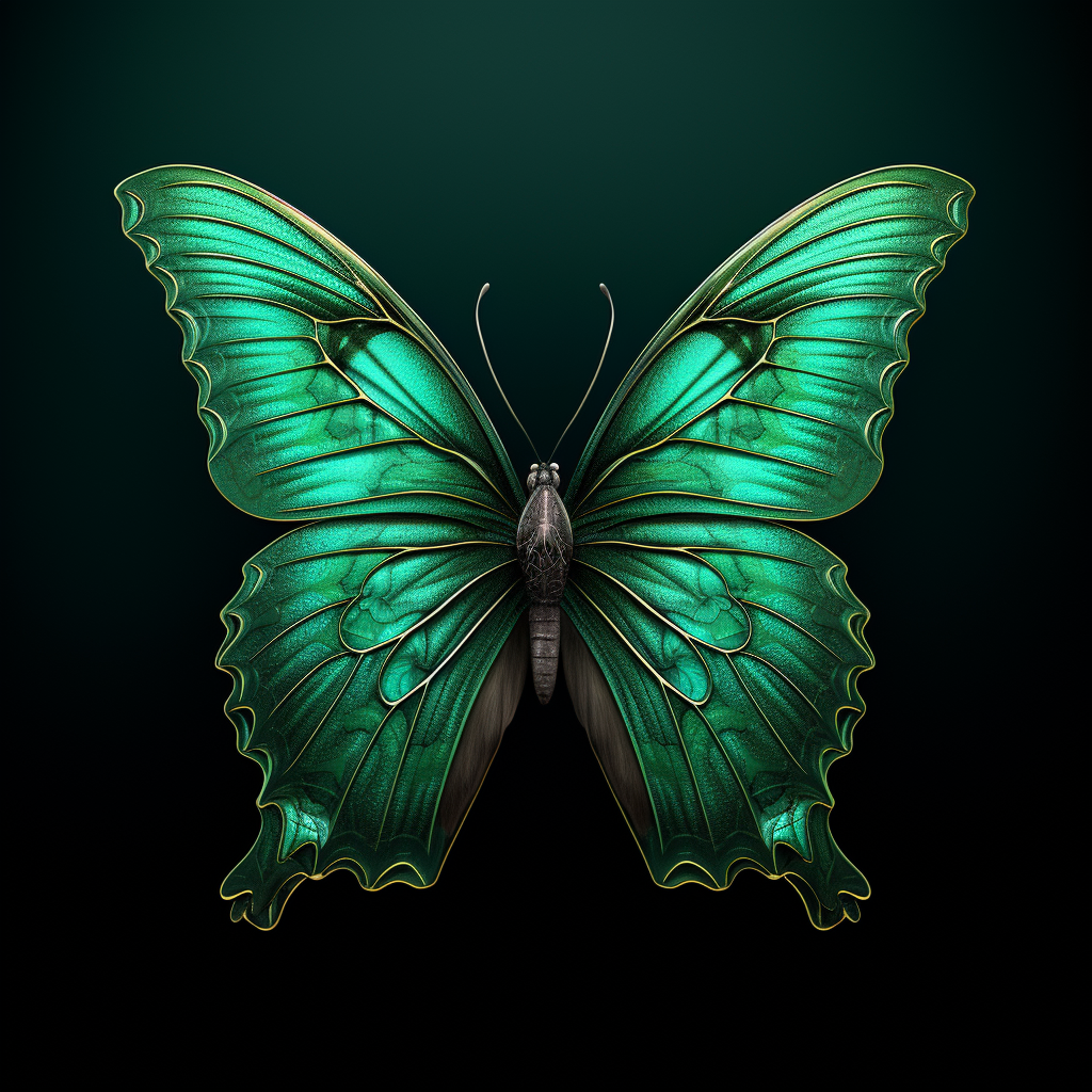 Emerald Butterfly on Black