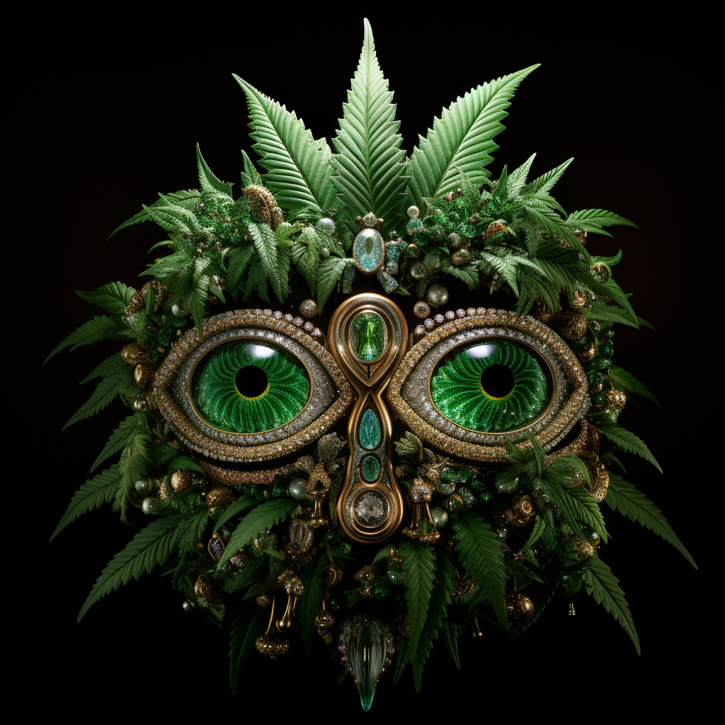 Emerald cannabis plant with captivating eyeballs