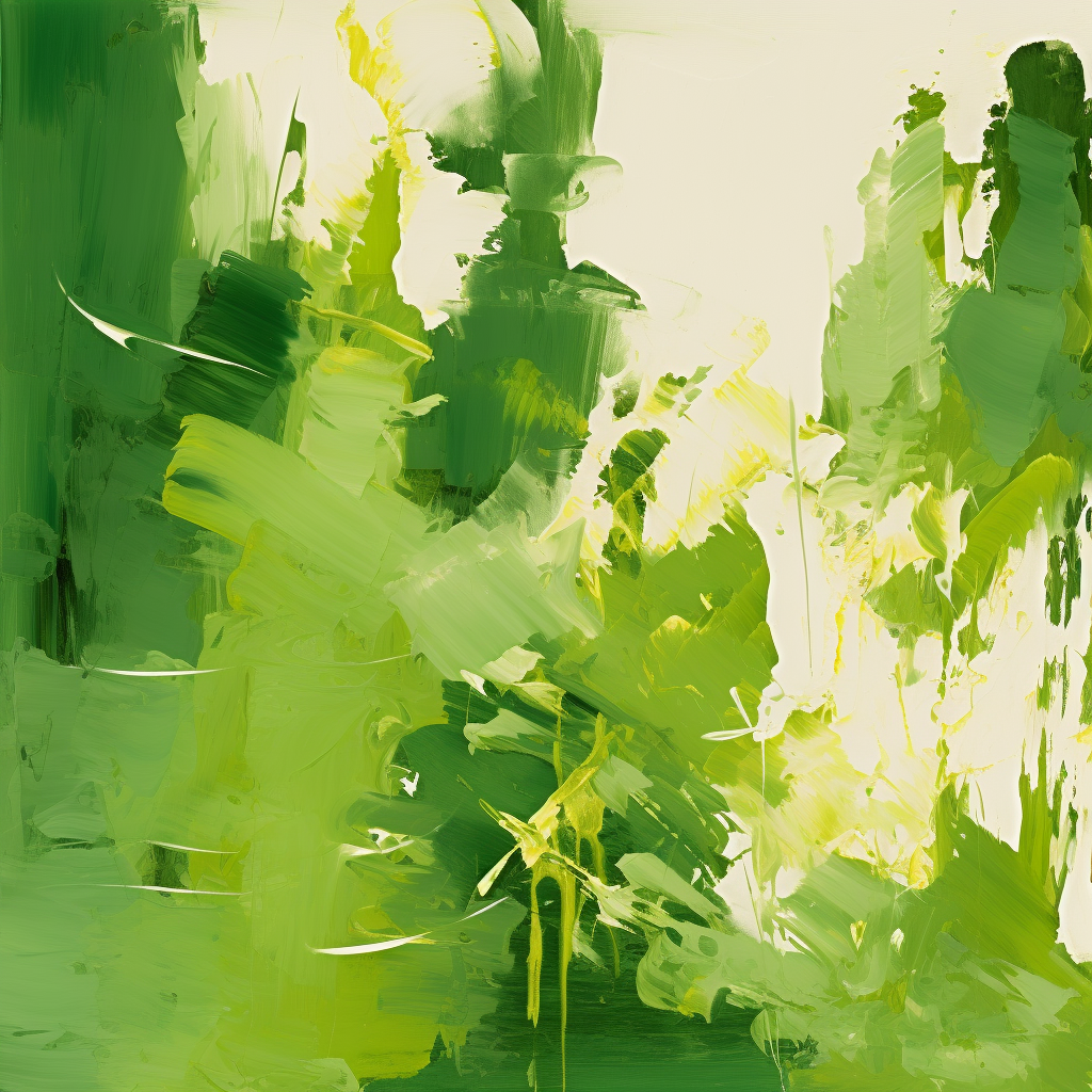 Abstract oil painting of a forest landscape