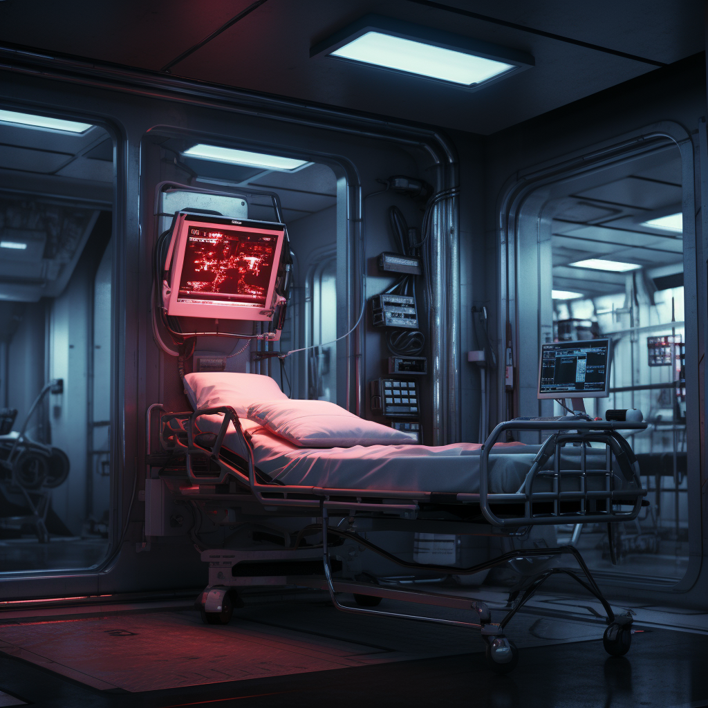 Cyberpunk emergency room scene