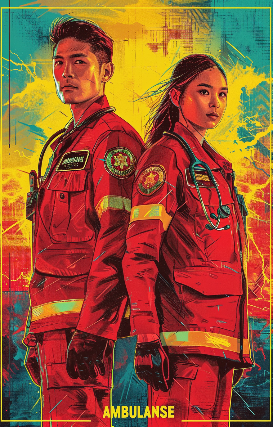 EMT paramedics in red uniforms