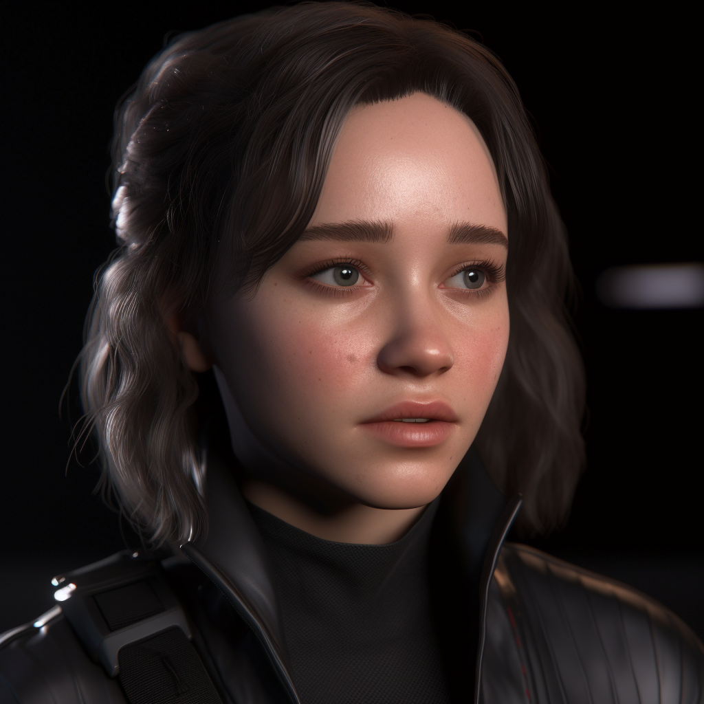 Close-up of Emilia Clark in special agent gear  ?