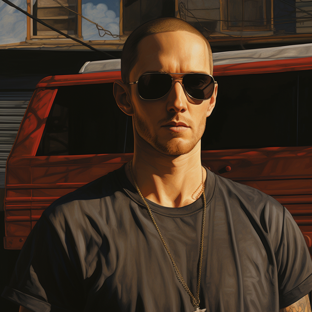 Eminem in the shade looking slim