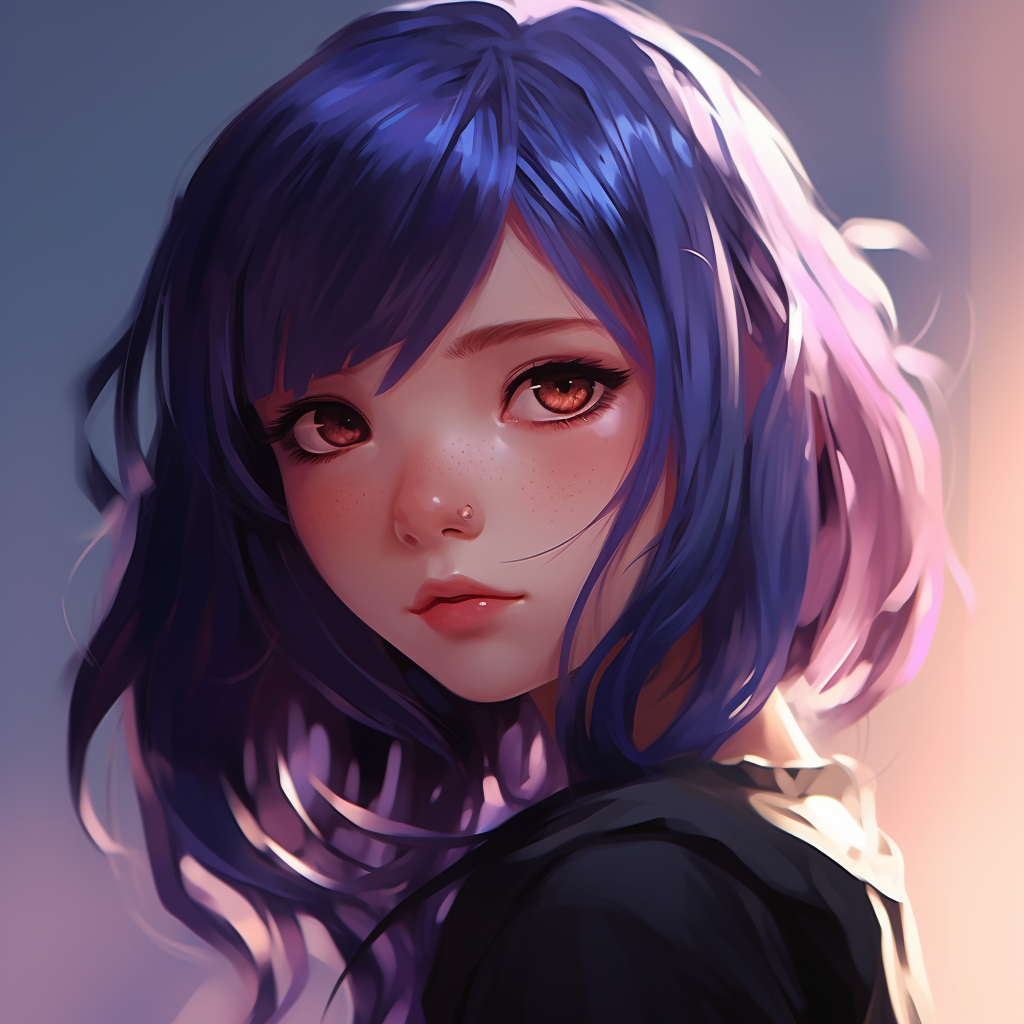 Emo anime girl with purple hair