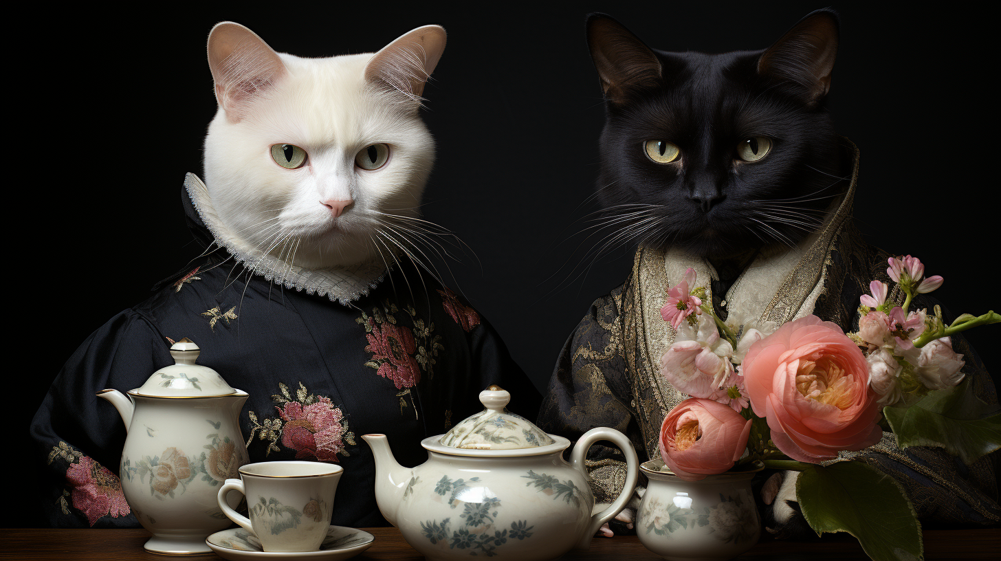 Emo cats enjoying a tea party