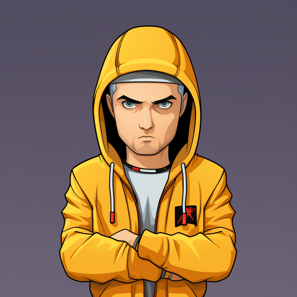 Eminem cartoon with emoji expression