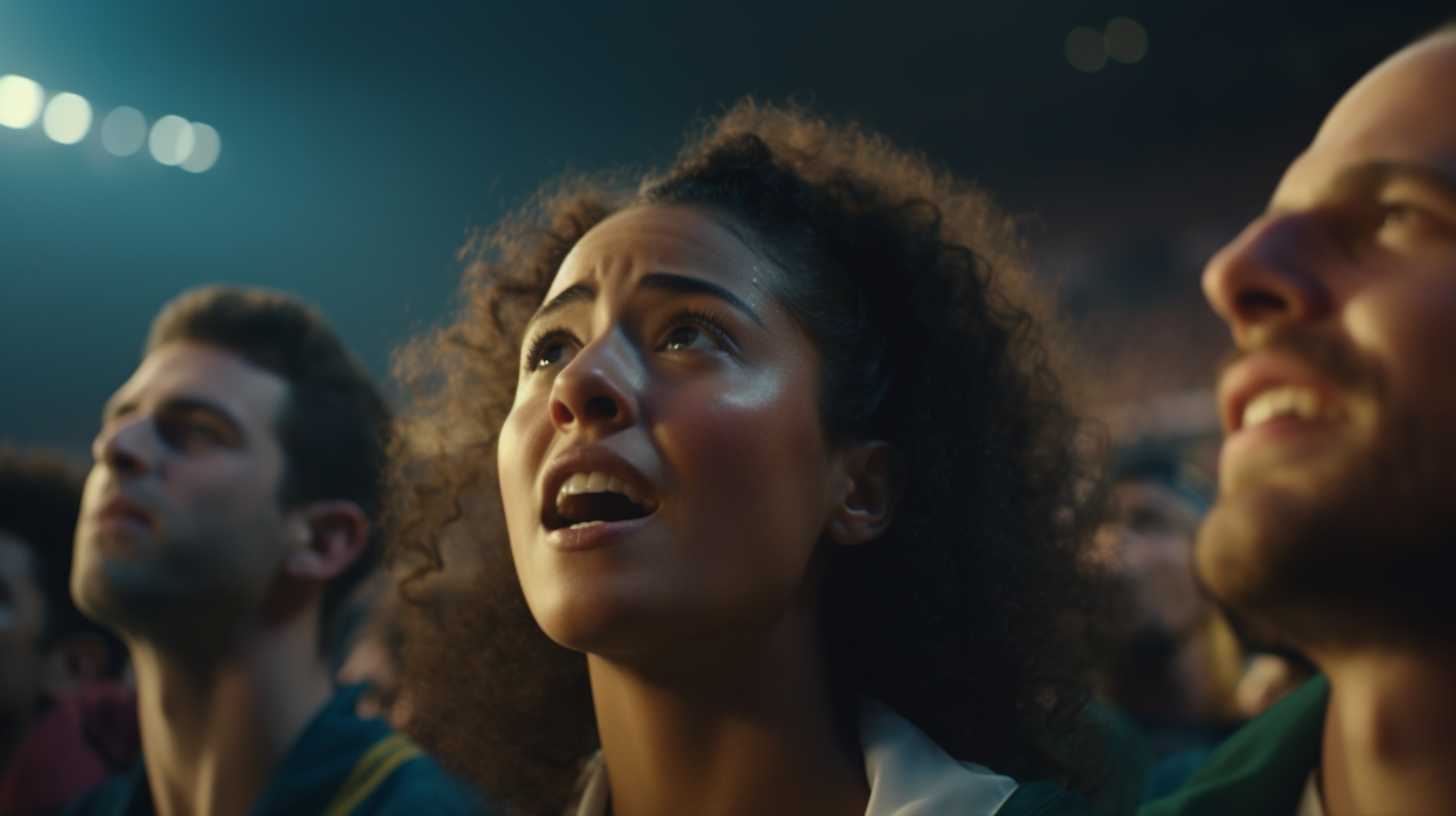 Crowd of Emotional Olympic Athletes and Fans