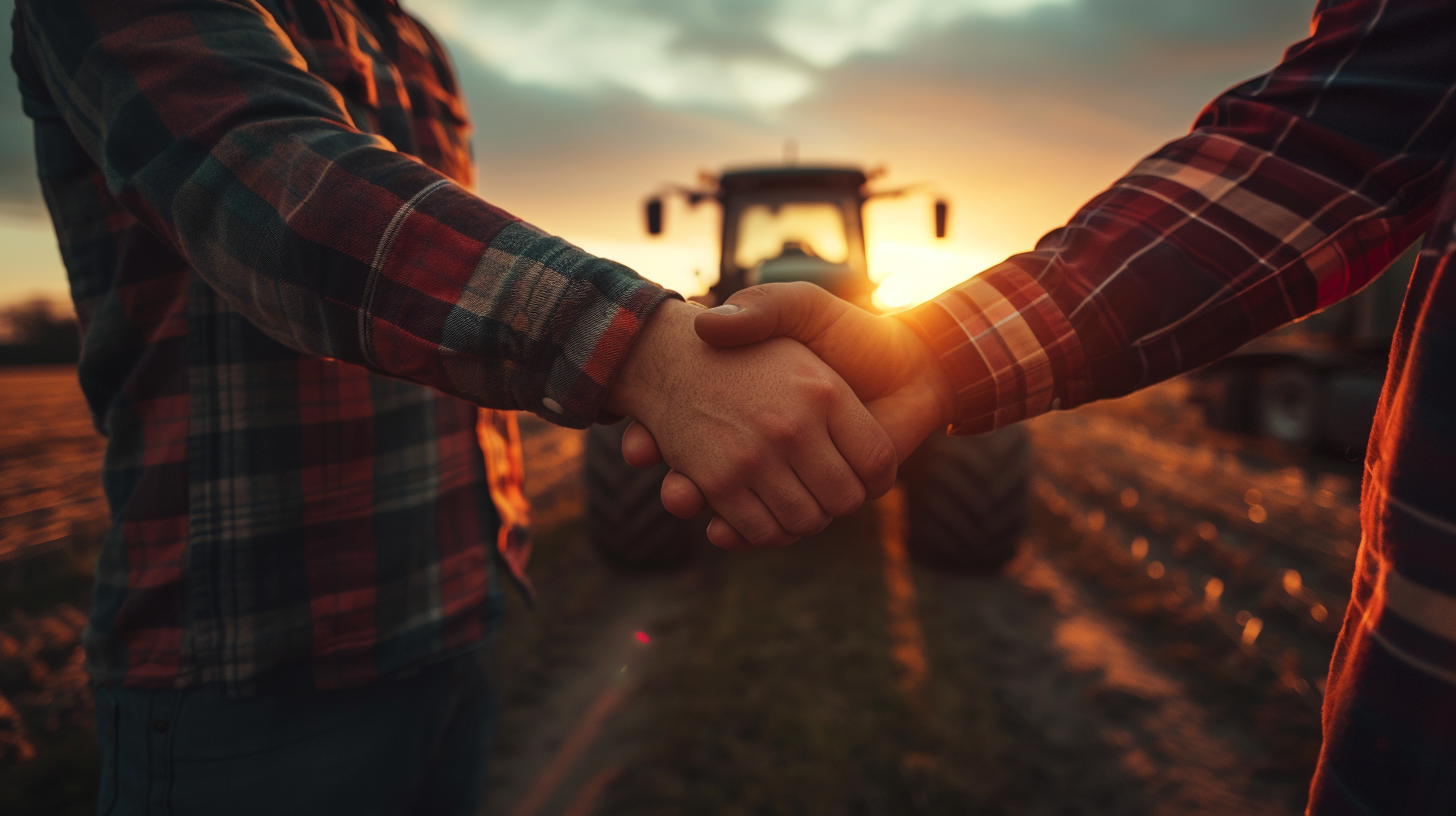 Emotional Handshake Farmer Truckdriver Tractor Editorial