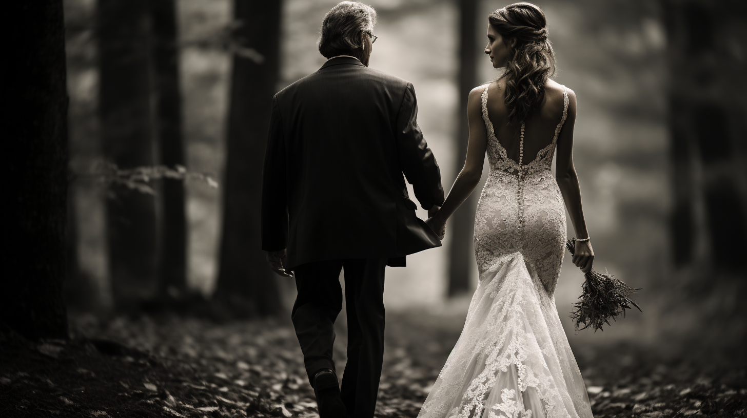 Bride and her father walking on wedding day